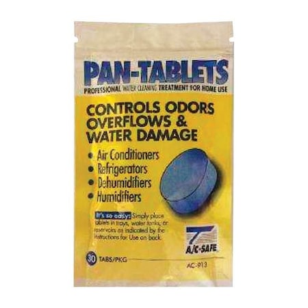A/C Safe AC Safe 4905956 Air Conditioner Pan Cleaner Tablets; Pack of 30 - 12 per Case 4905956
